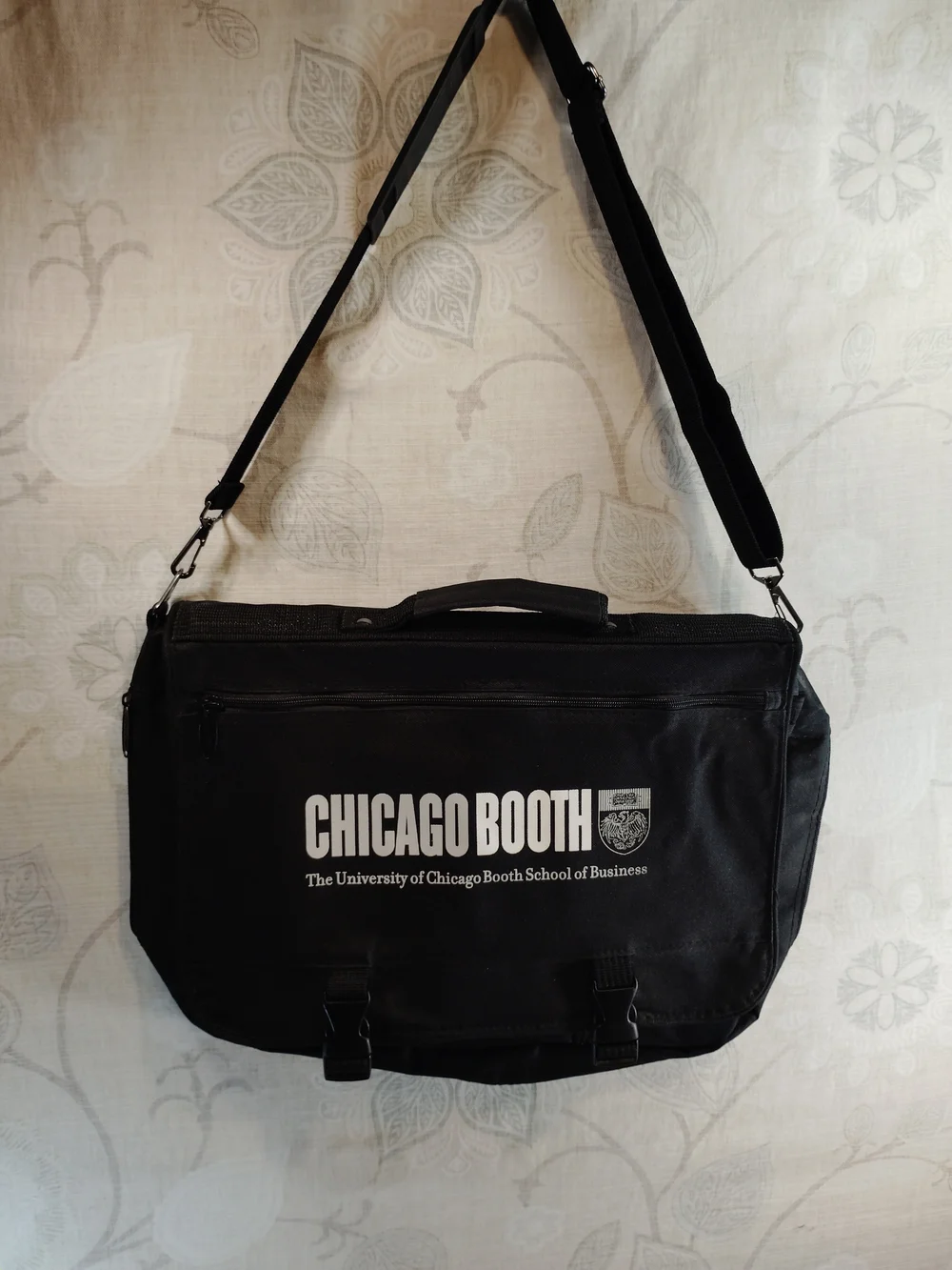 Chicago Booth Black Messenger Bag with Logo